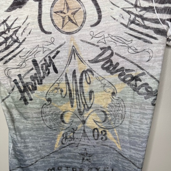 Harley-Davidson White and Black jeweled Spade T-Shirt - Picture 6 of 6